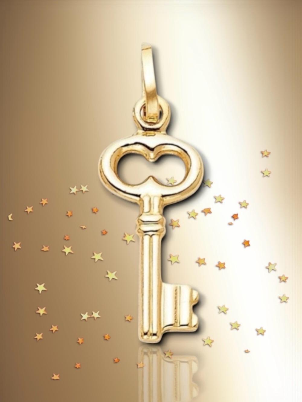💗14K Solid Yellow Gold Open Oval Skeleton Key PENDANT ONLY